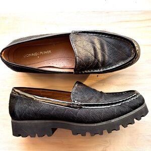 Donald Pliner Roko Black Velvet Quilted Patent Leather Trim Loafer-Womens 9